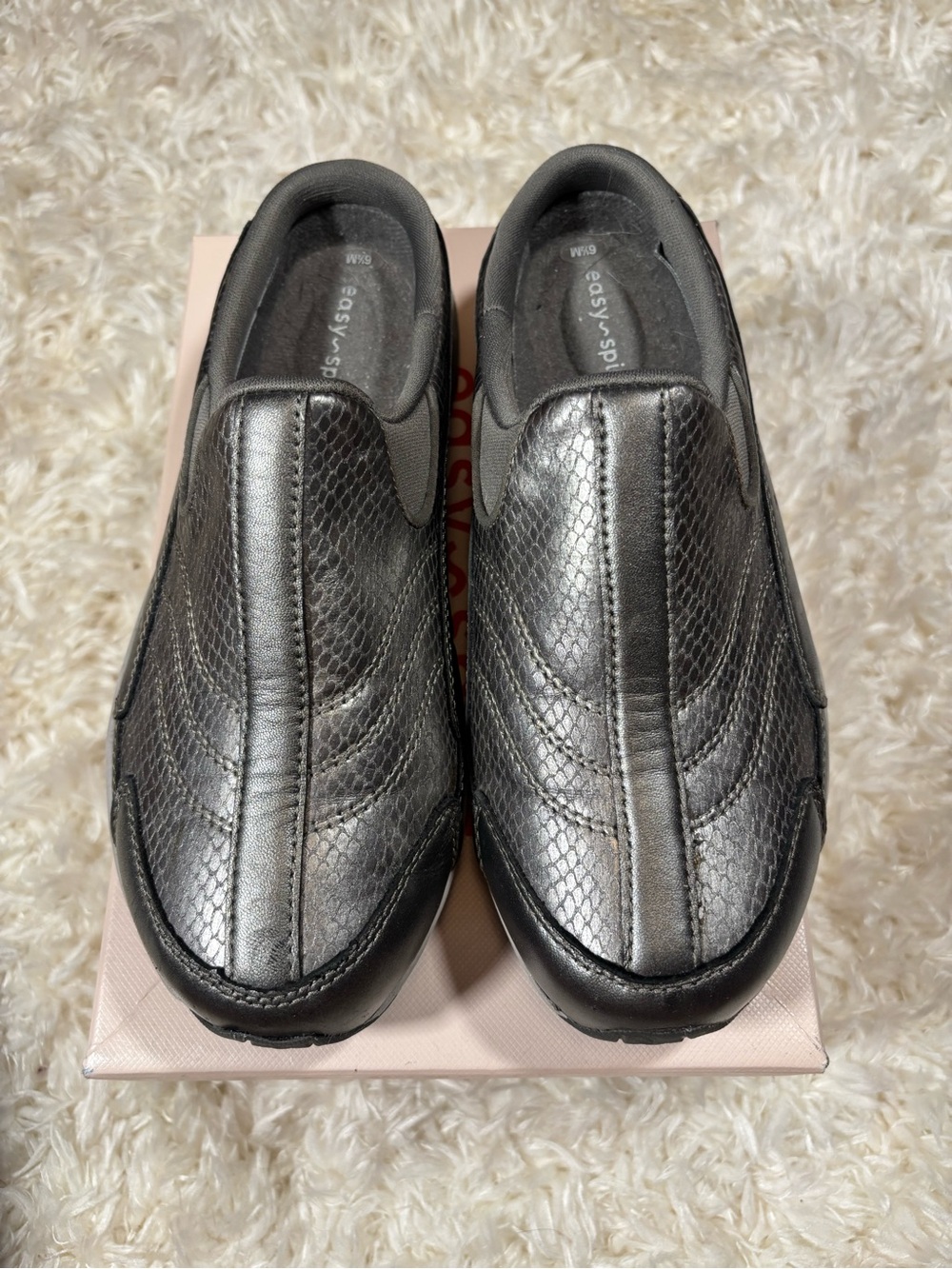 Easy Spirit TravelTime Metallic Pewter Slip-On Loafers-6.5 LNIB